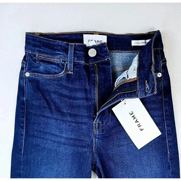 Frame Size 24X30 Women's Le Super High Straight Blue Denim 5 Pocket Jeans NWT - Picture 13 of 16